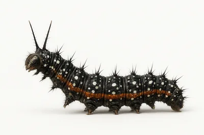 Black Spiky Caterpillar With Orange Stripe