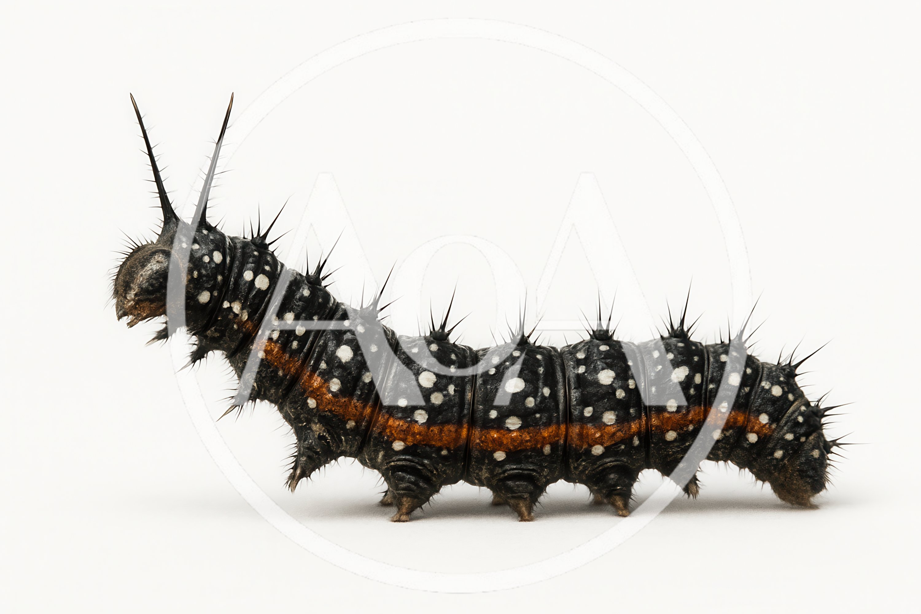 Black Spiky Caterpillar With Orange Stripe