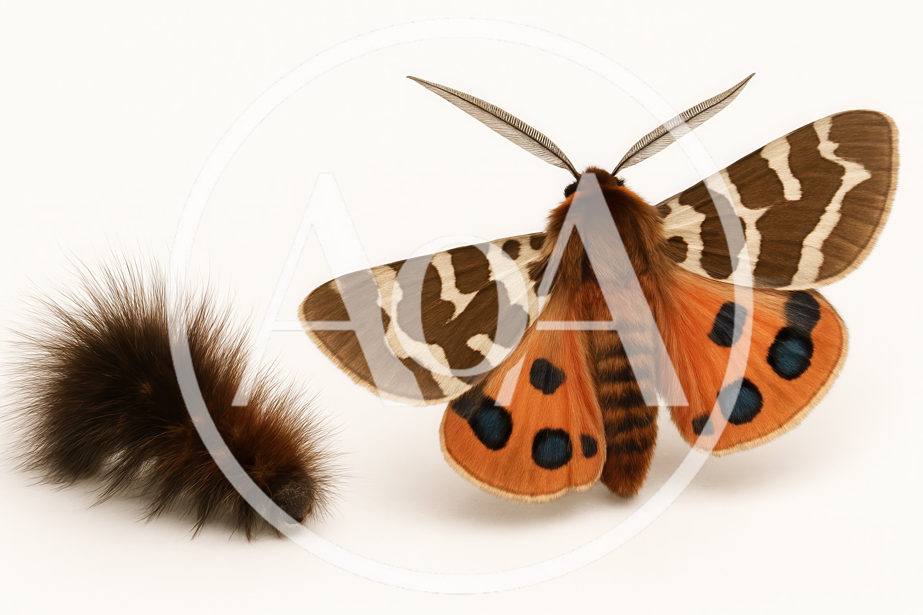 Garden Tiger Moth And Its Hairy Caterpillar
