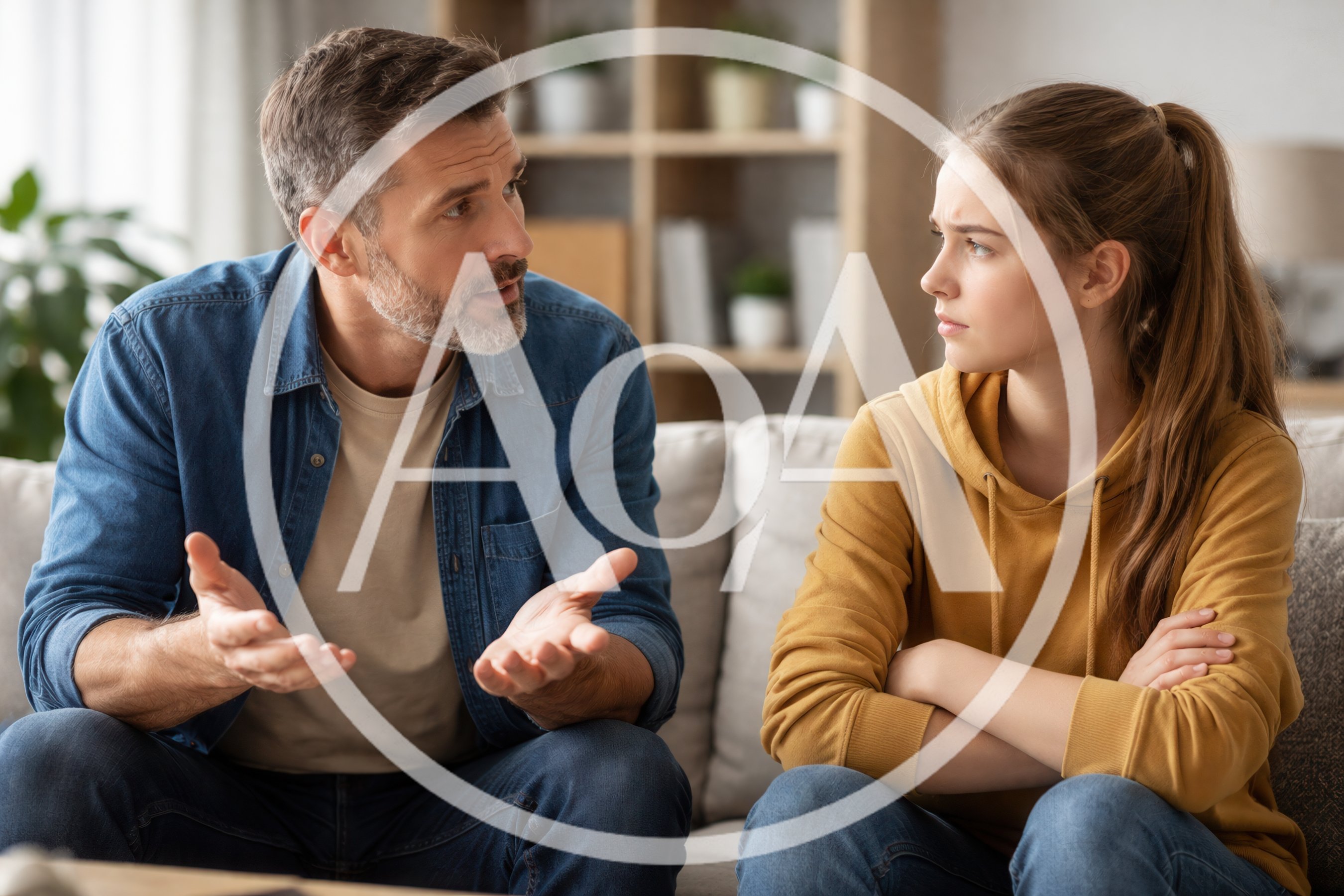 Father Having A Serious Conversation With His Teenage Daughter