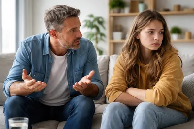 Father Having A Serious Conversation With His Teenage Daughter