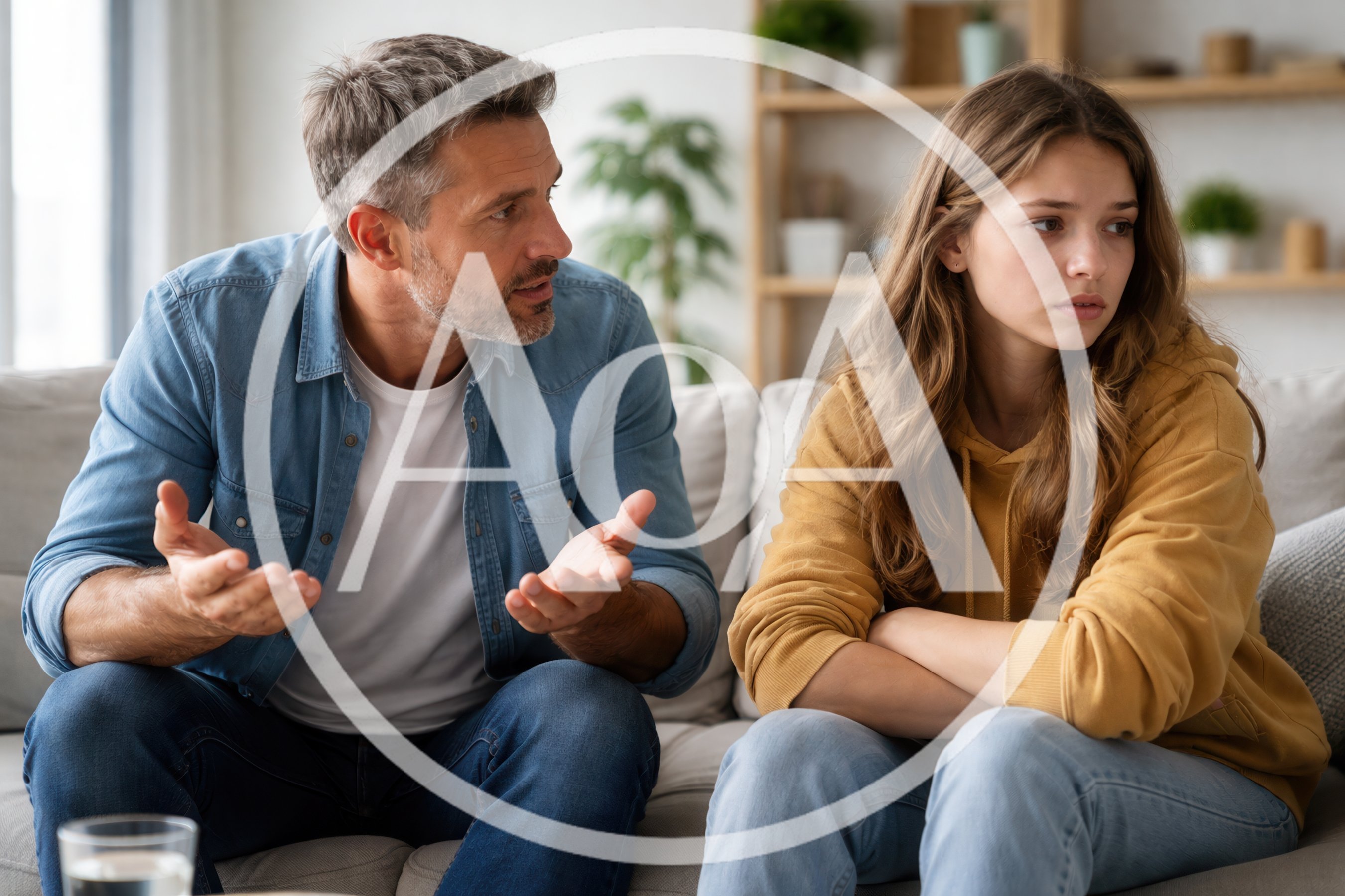 Father Having A Serious Conversation With His Teenage Daughter
