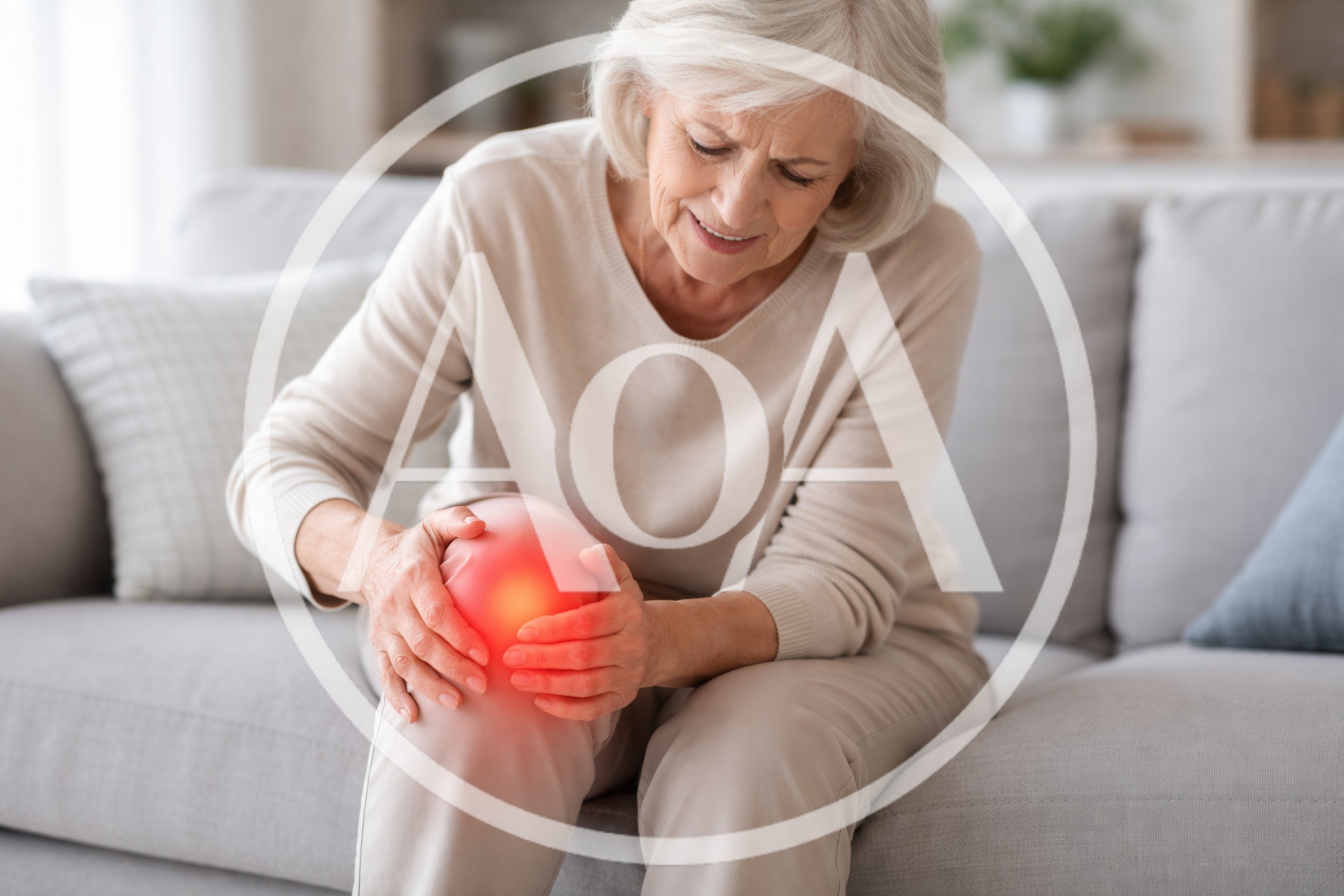 Senior Woman Suffering From Knee Pain At Home