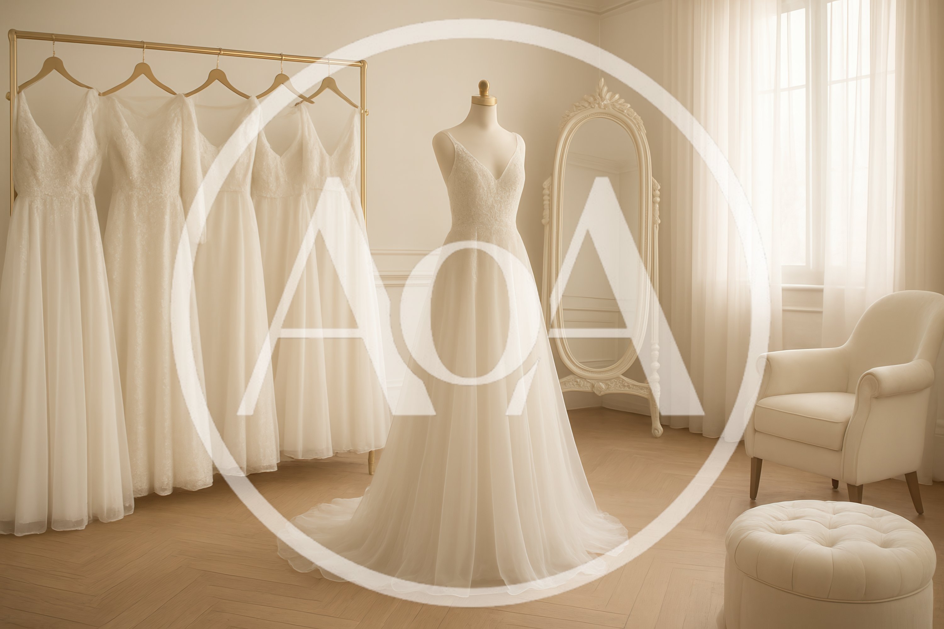 Wedding Dresses Displayed In A Bridal Boutique