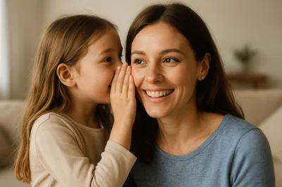 Young Girl Whispering A Secret To Her Mother