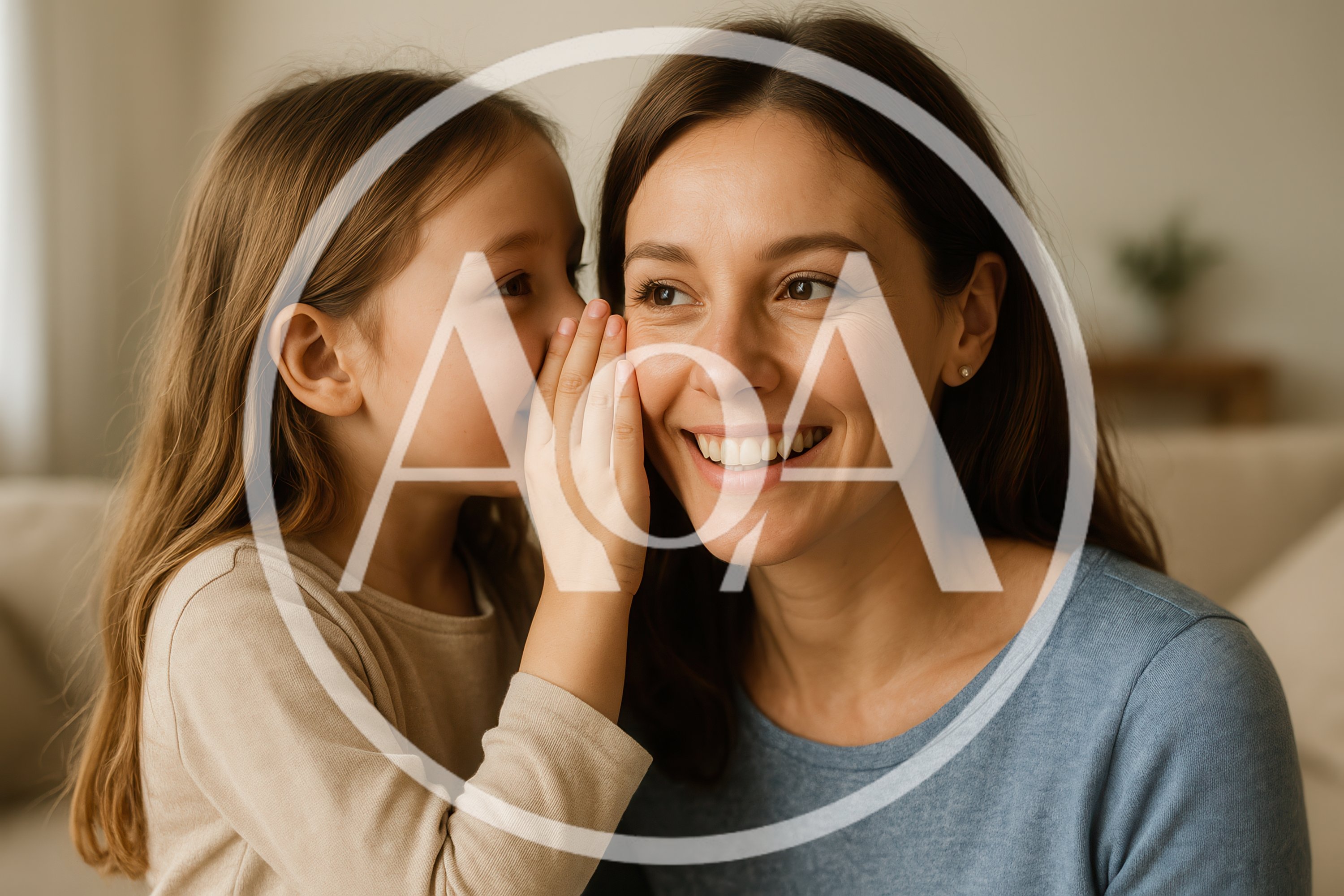 Young Girl Whispering A Secret To Her Mother