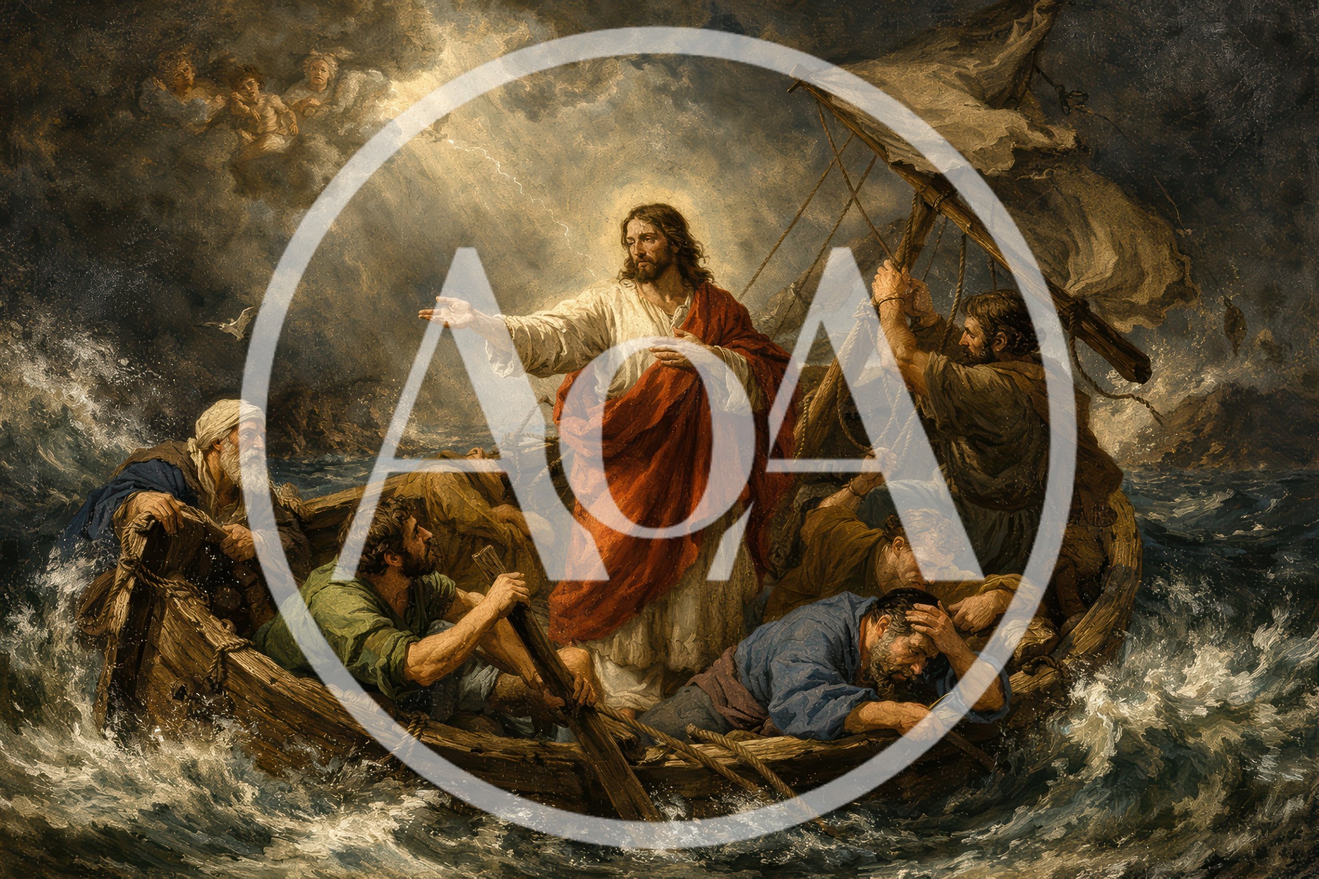 Jesus Calming The Storm On A Turbulent Sea