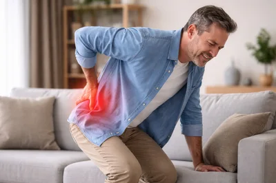 Middle Aged Man Suffering From Lower Back Pain