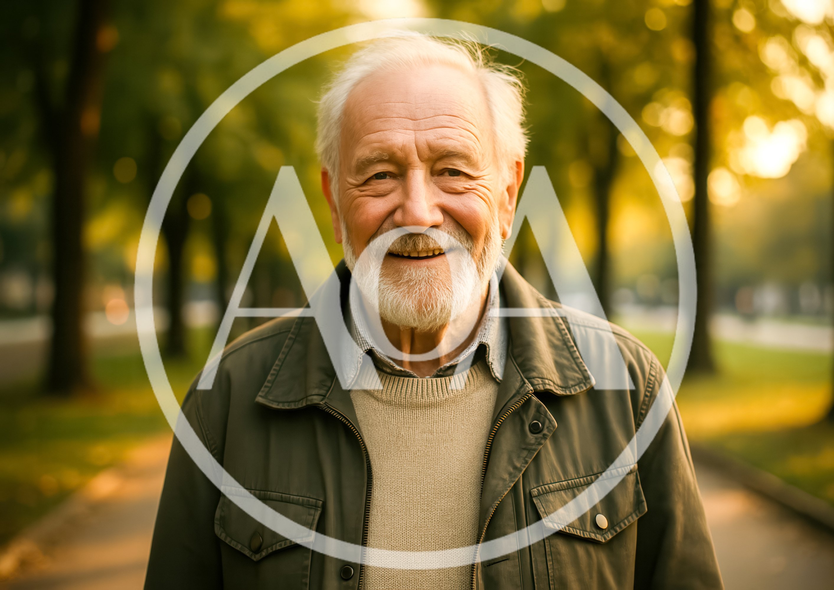 Portrait Of A Smiling Elderly Man In A Park