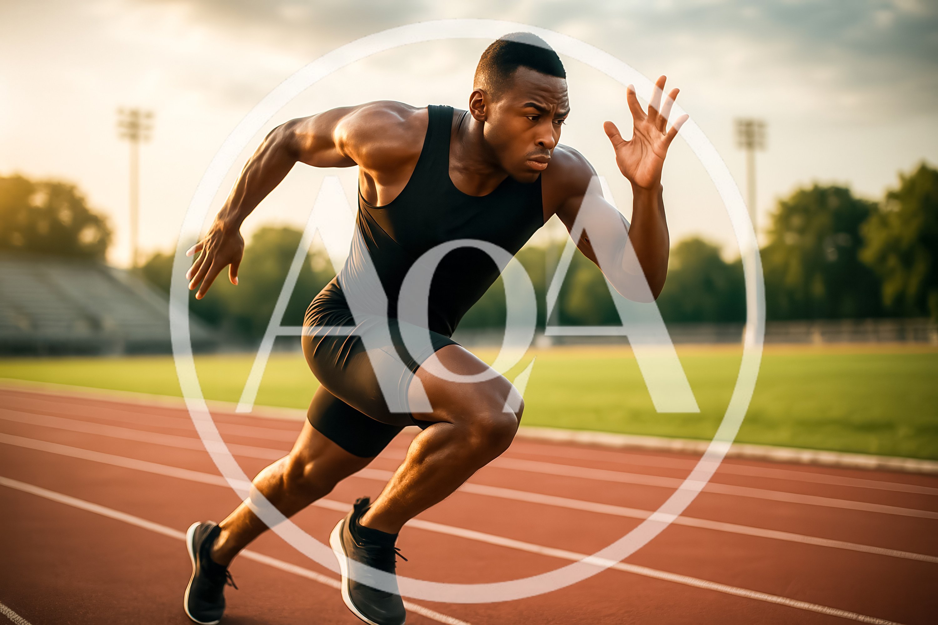 Professional Male Sprinter Starting A Race On Track