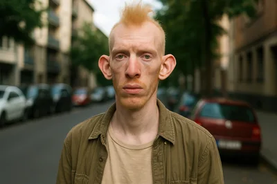 Portrait Of A Young Man With Distinctive Facial Features