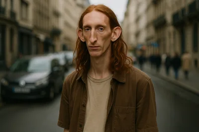 Portrait Of A Man With Distinctive Facial Features