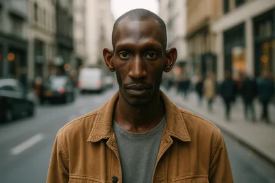 Portrait Of A Man Standing On A City Street