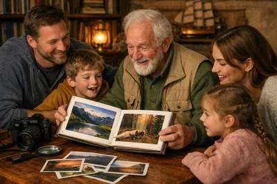 Multigenerational Family Looking At Photo Album Together