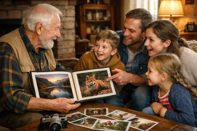 Multigenerational Family Looking At Photo Album Together