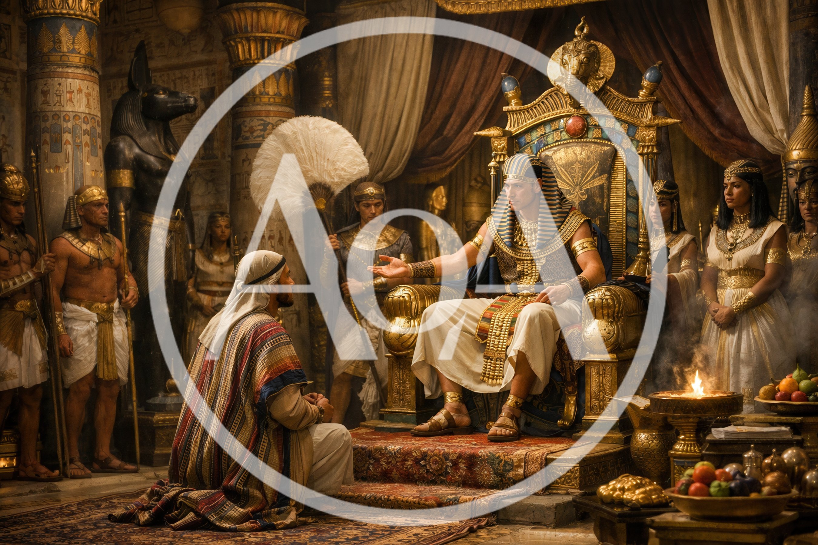 Ancient Egyptian Pharaoh Receiving A Kneeling Subject