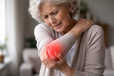 Senior Woman Suffering From Elbow Joint Pain