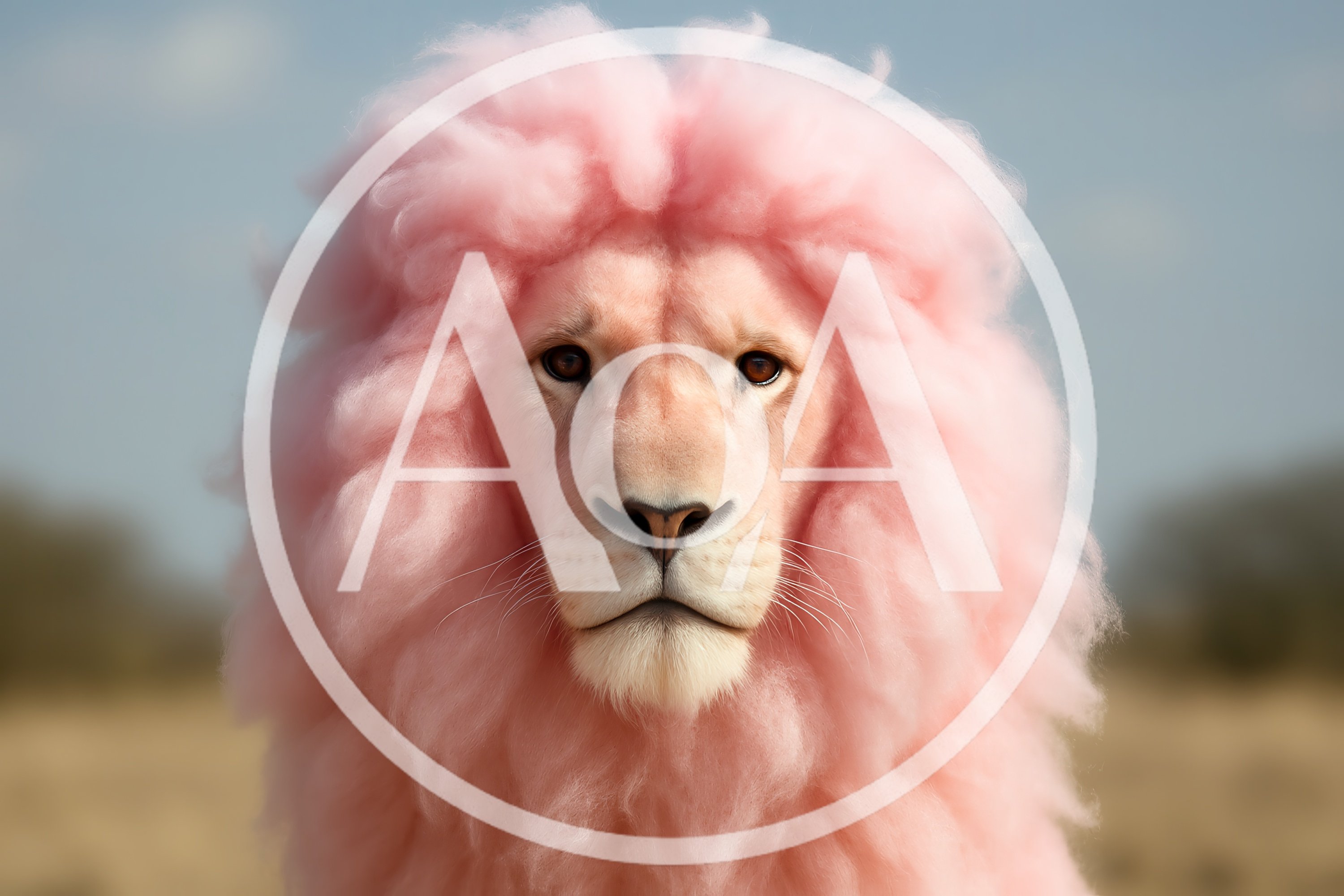 Surreal Portrait Of A Majestic Pink Lion