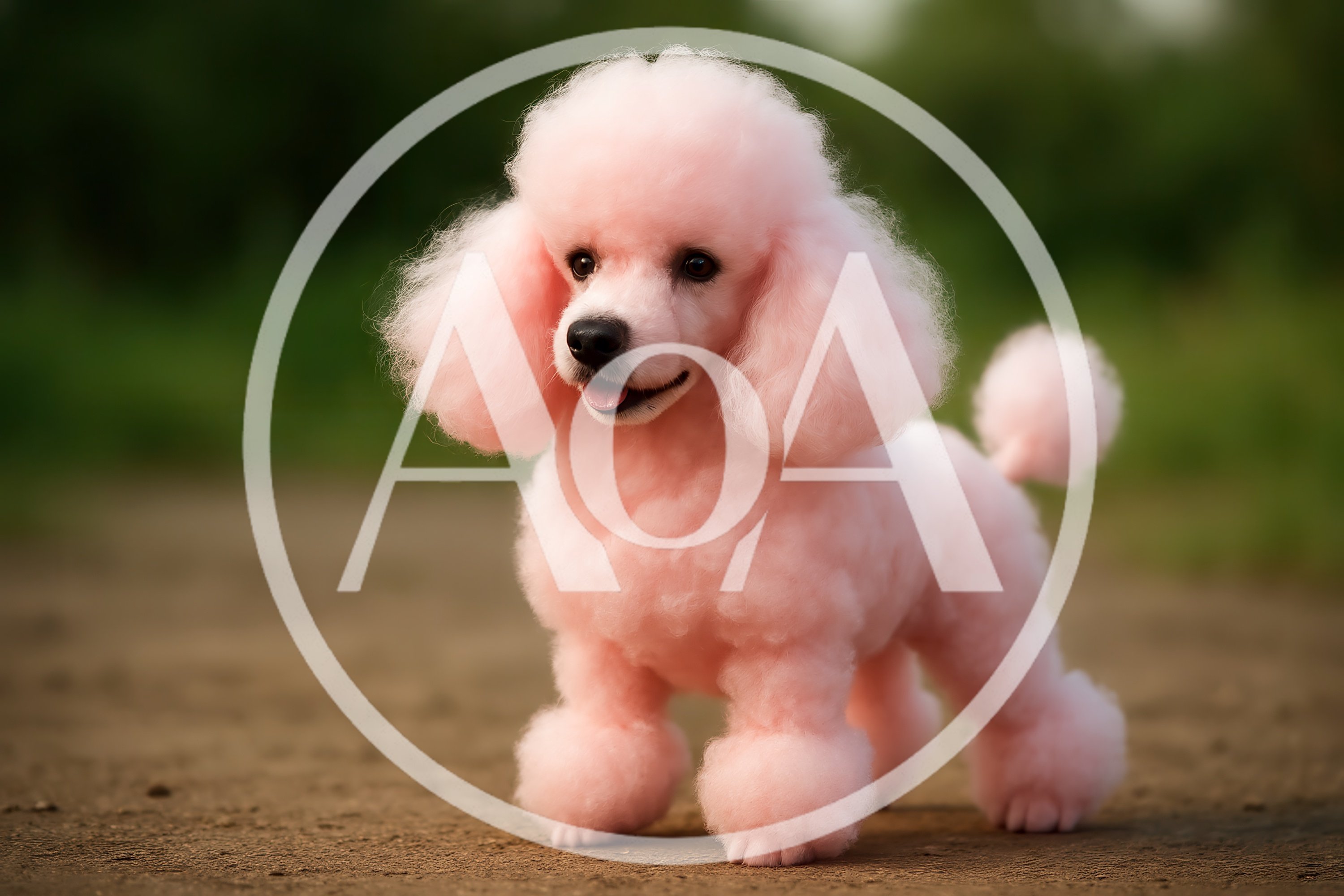 Adorable Pink Poodle Standing Outdoors