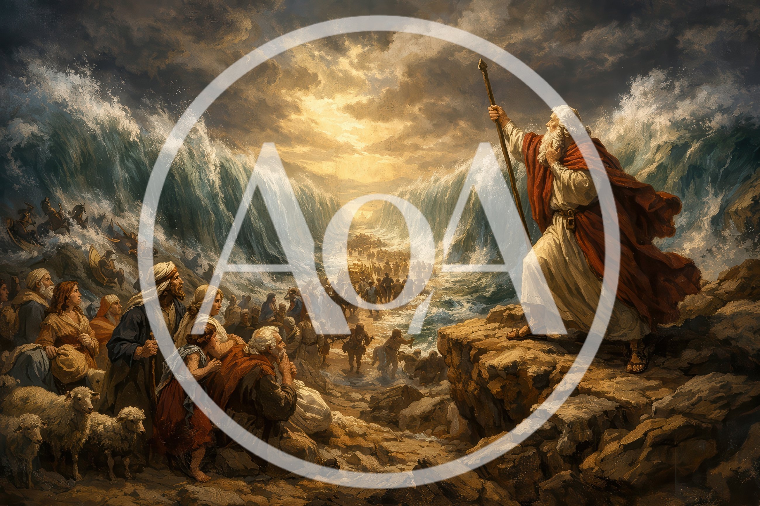 Moses Parting The Red Sea Biblical Scene