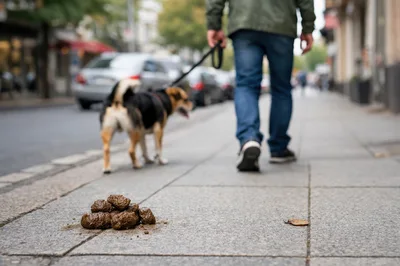 Dog Feces Left on City Sidewalk