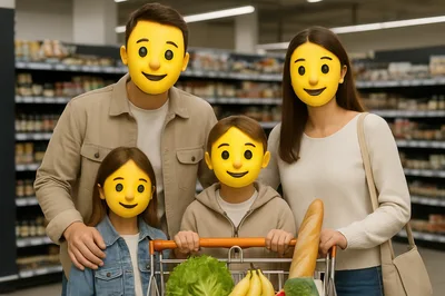 Family Shopping Together In A Grocery Store