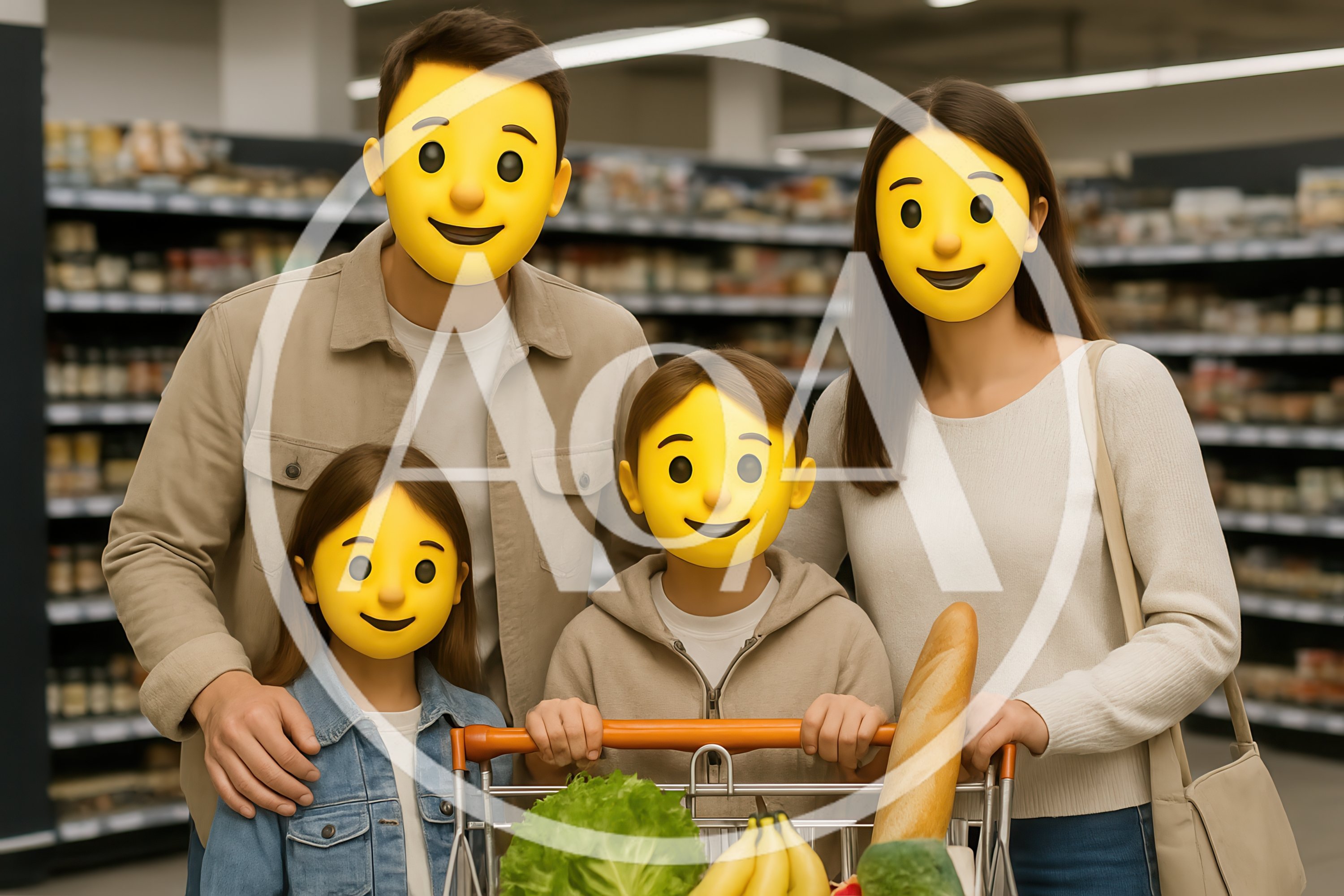 Family Shopping Together In A Grocery Store