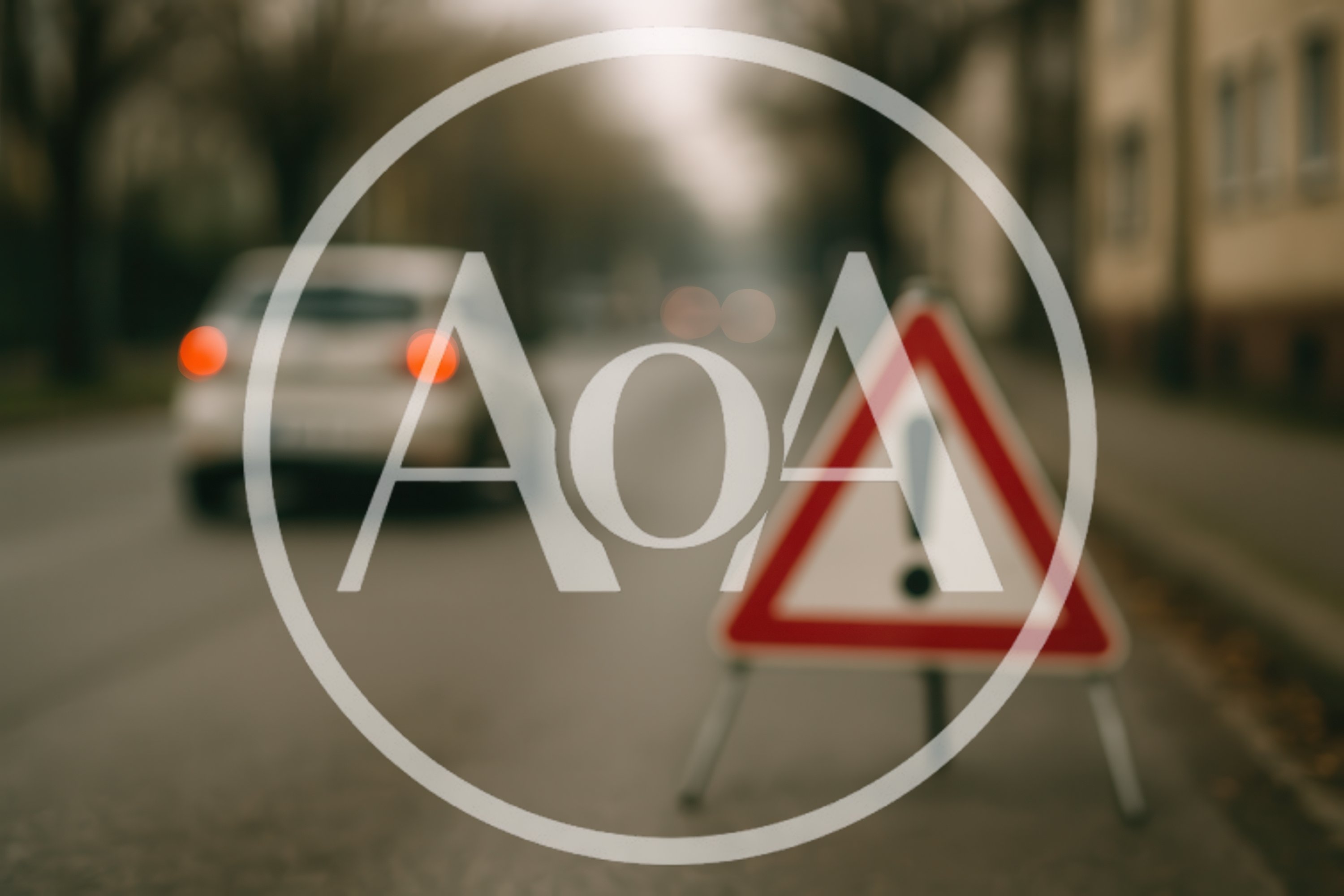 Warning Triangle Sign Placed On A City Street