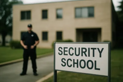 Security Guard Standing Outside A Security School Building