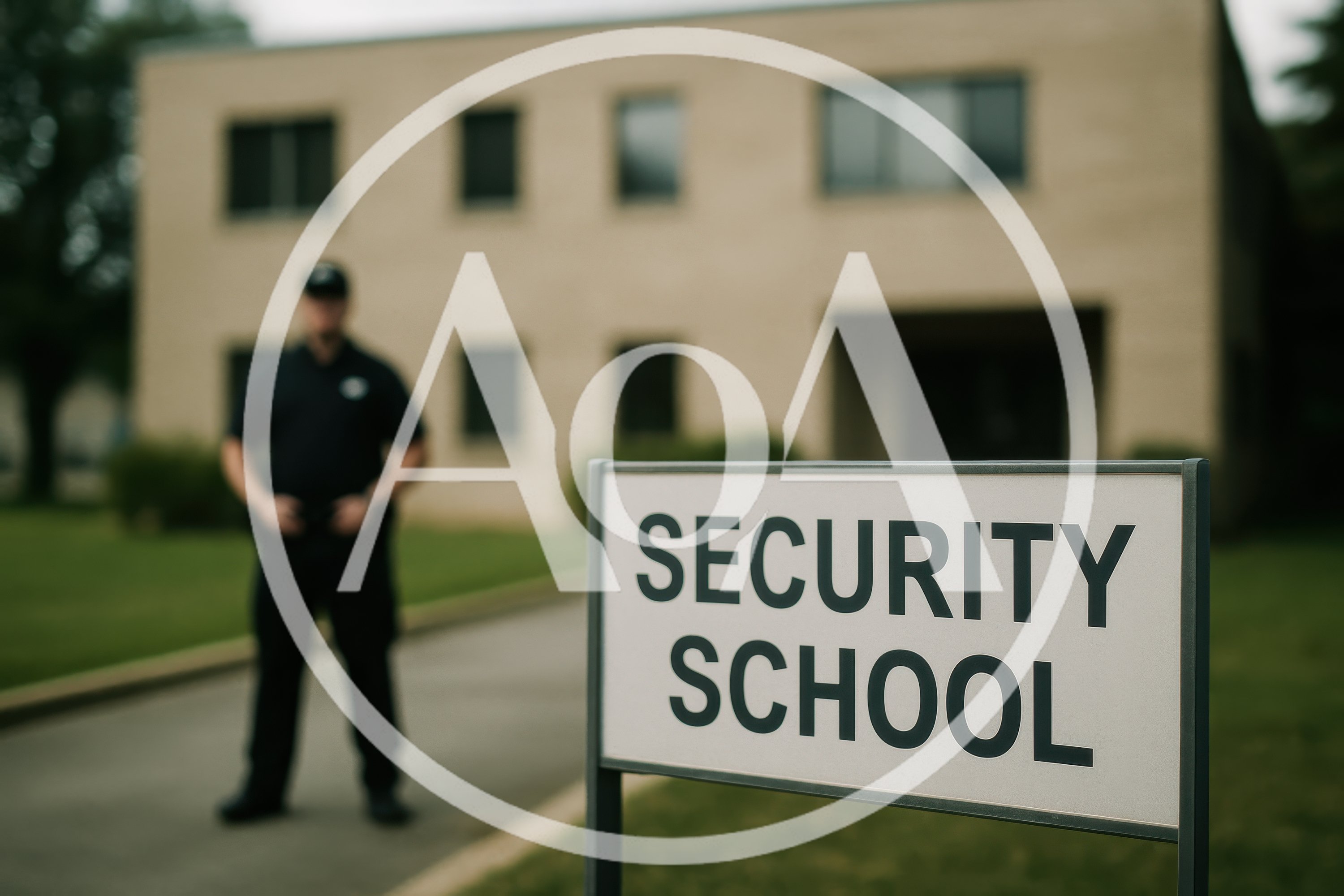 Security Guard Standing Outside A Security School Building