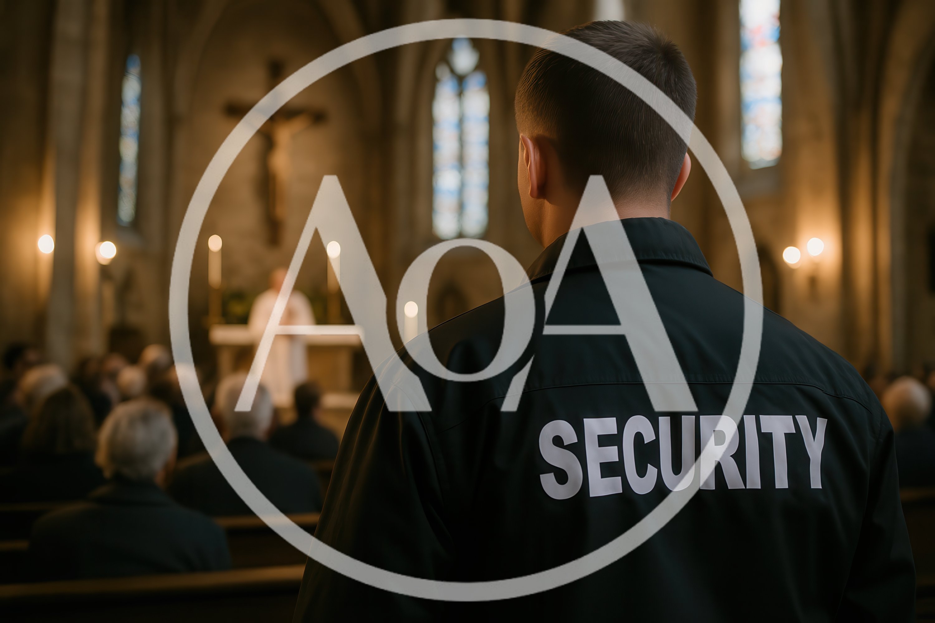 Security Guard Standing In A Church During Service
