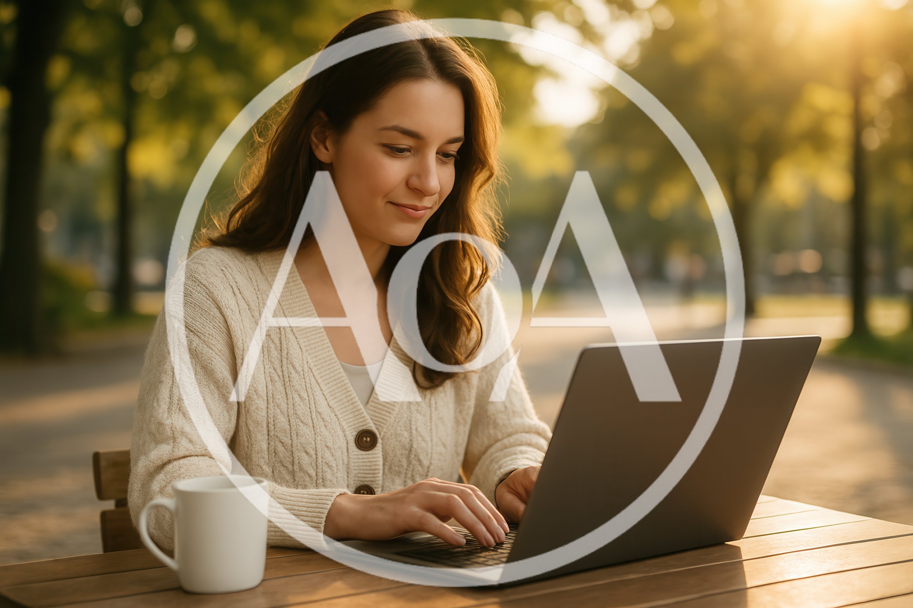 Young Woman Working on Laptop in Park