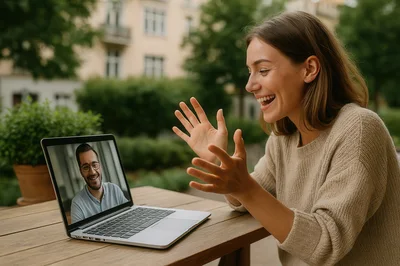 Young Woman Having A Video Call On Laptop