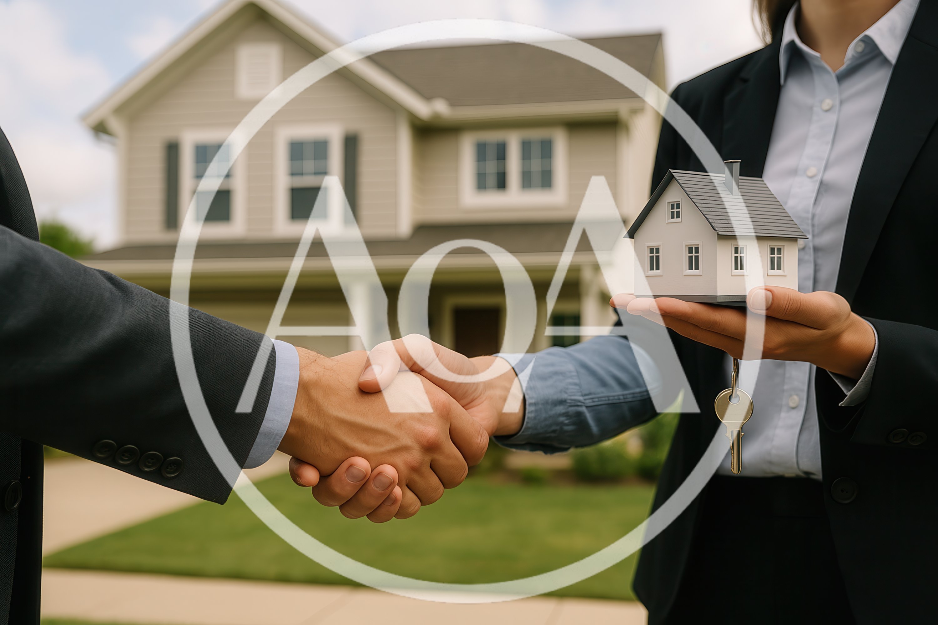 Real Estate Agent Handshake With House Model And Keys