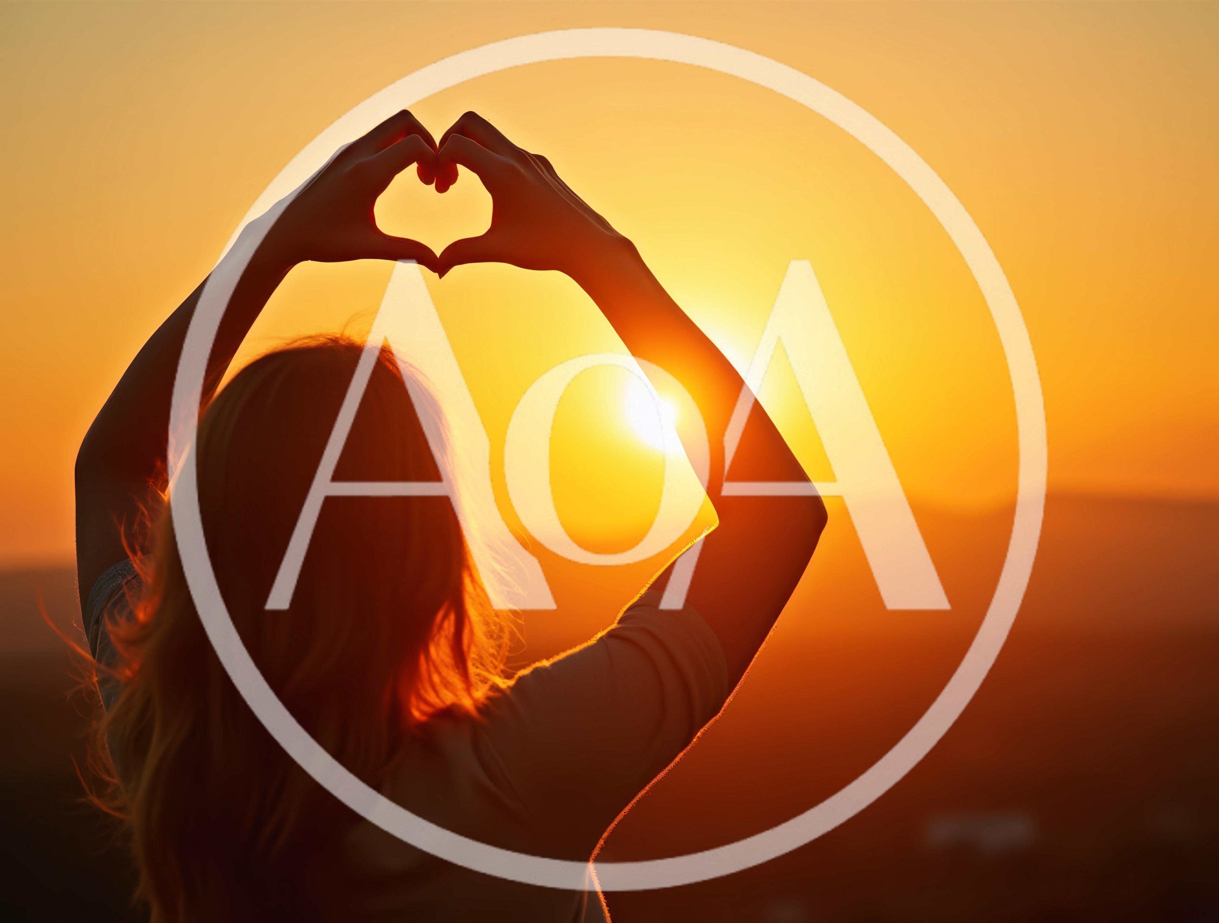 Woman Making Heart Shape With Hands Against Sunset