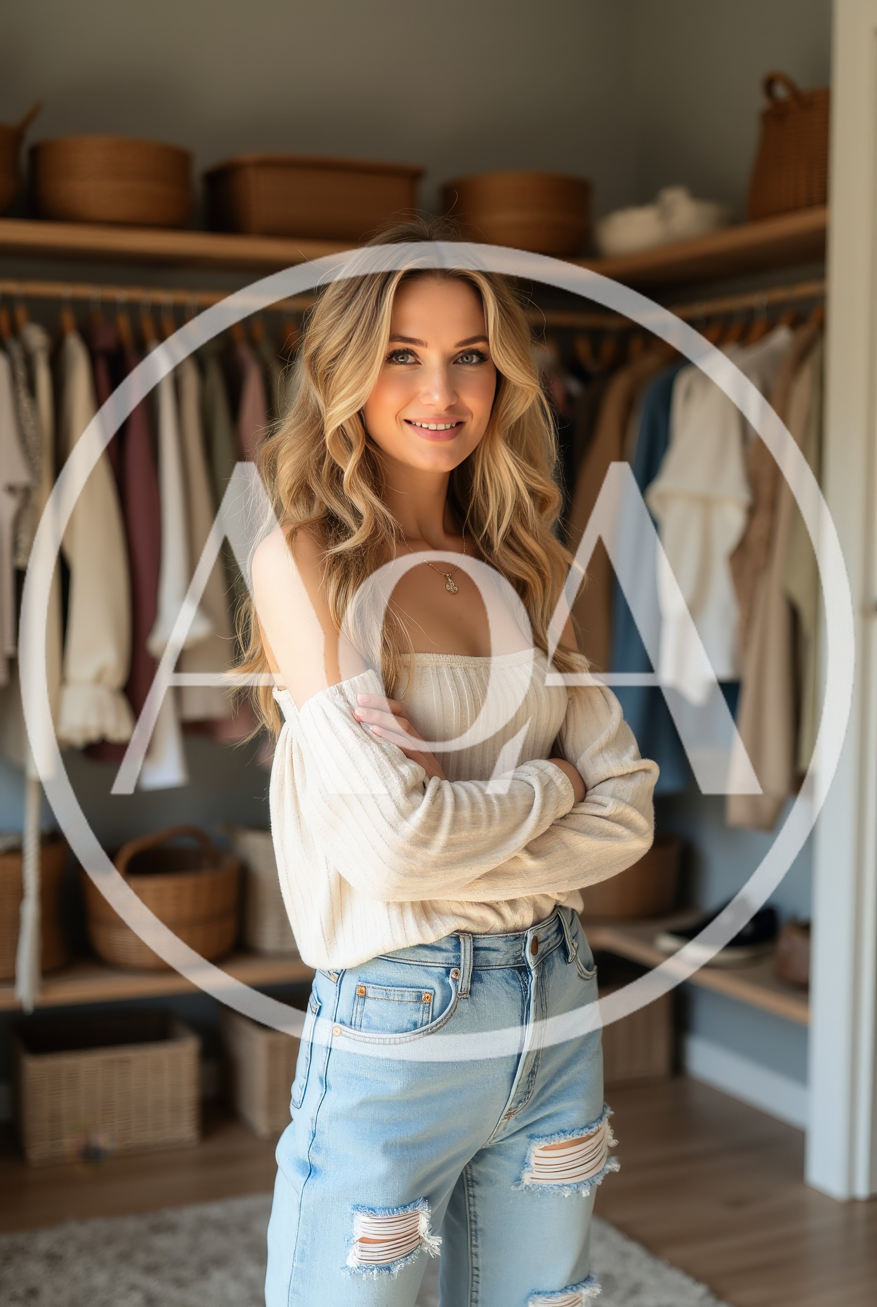 Young Woman Standing In A Walk In Closet