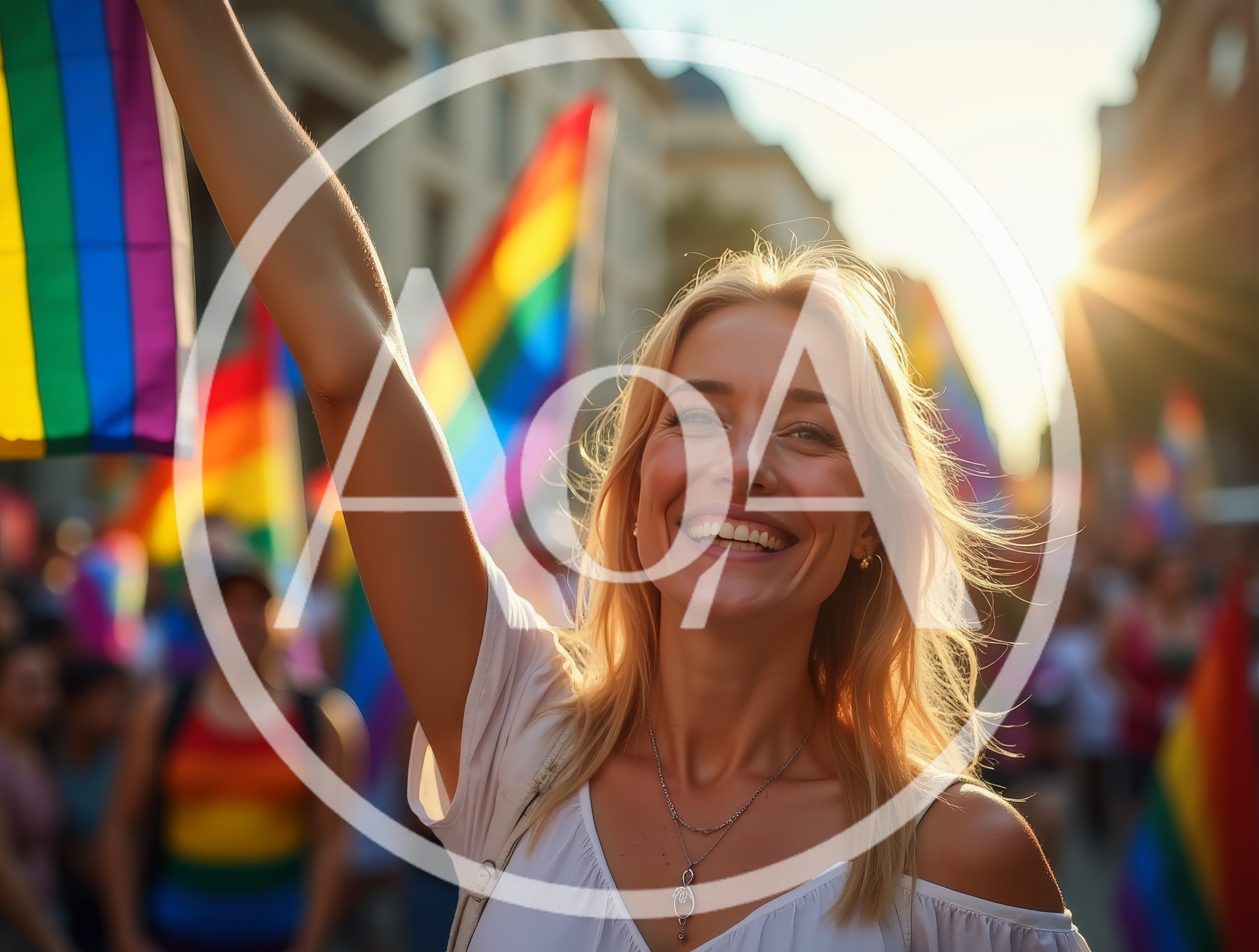 Happy Woman Celebrating At A Pride Parade