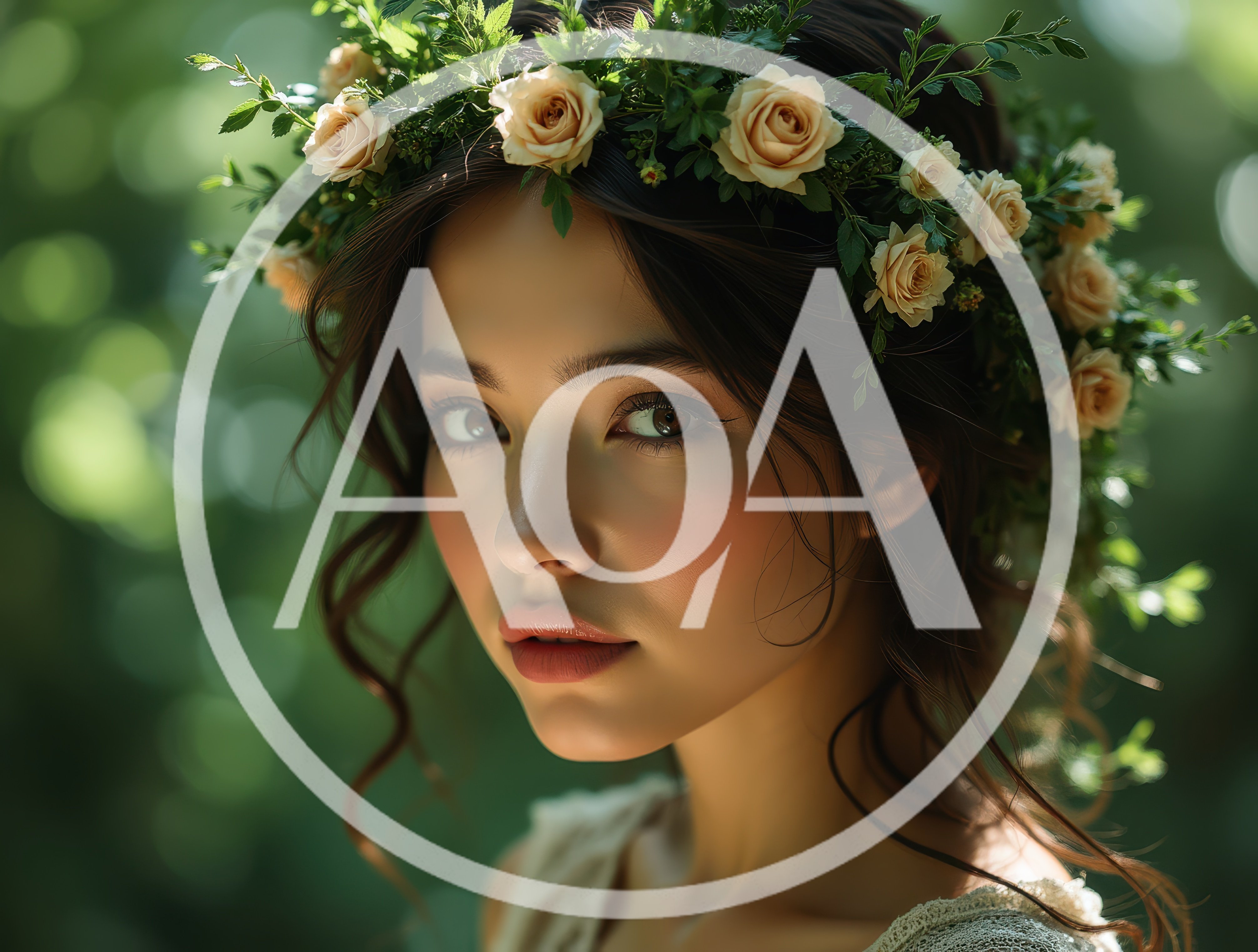 Portrait Of A Young Woman Wearing A Floral Crown