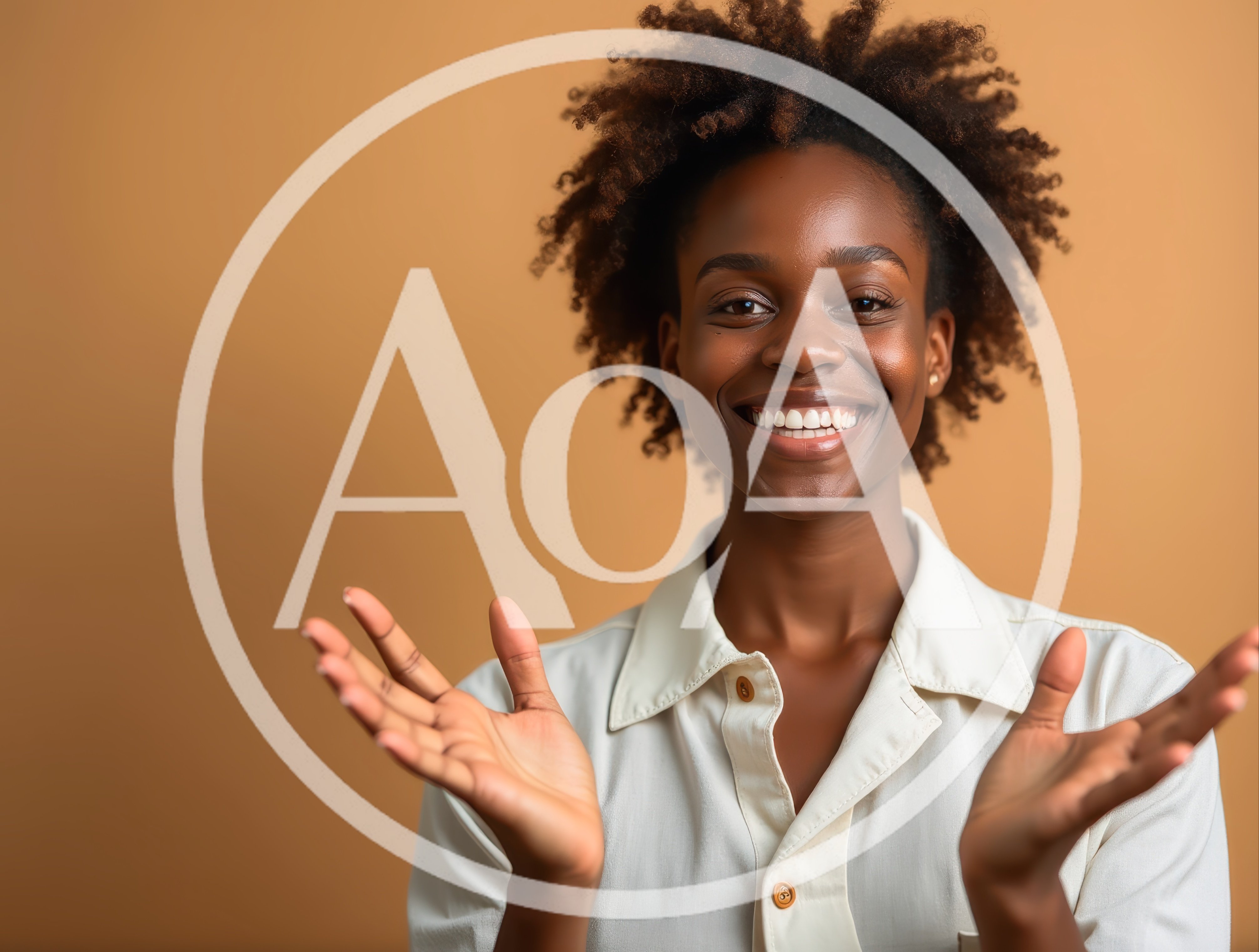 Smiling Young Black Woman Gesturing With Open Hands