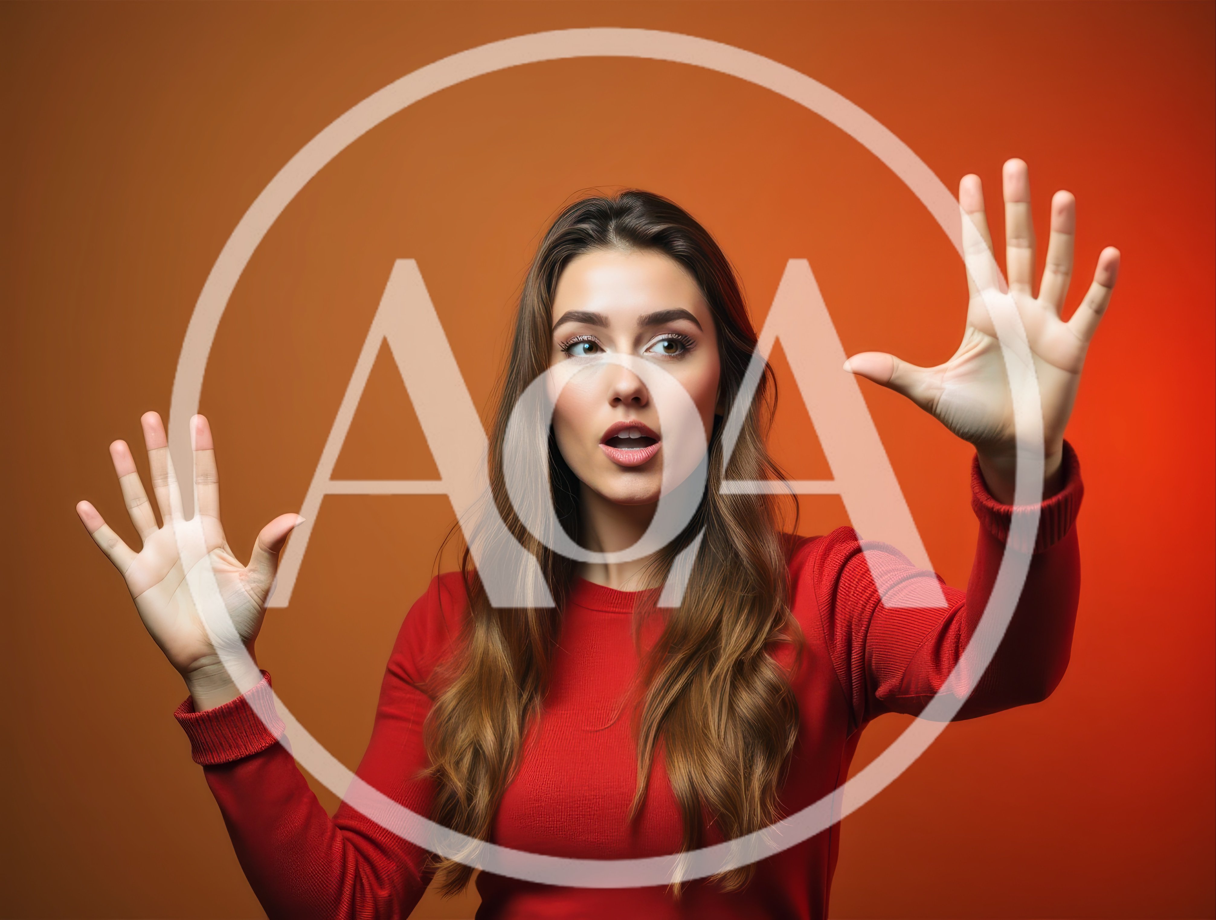 Surprised Young Woman Gesturing With Open Hands