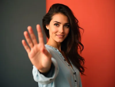 Young Woman Making A Stop Gesture With Her Hand