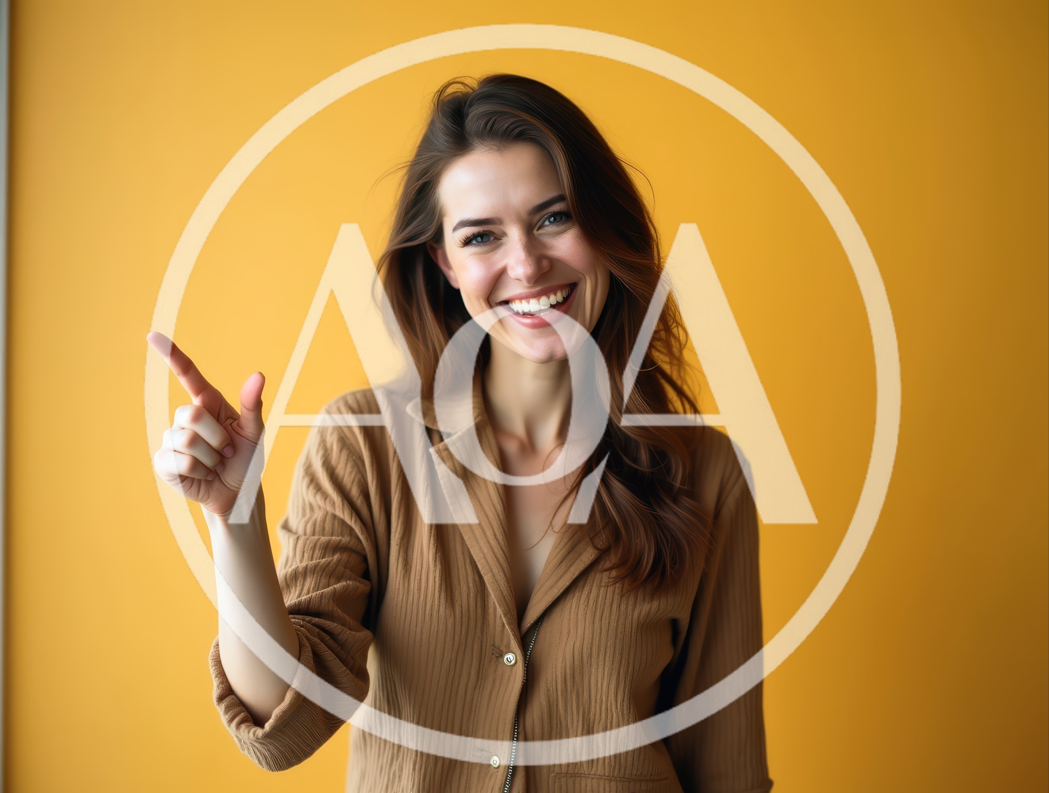 Smiling Woman Pointing To The Side