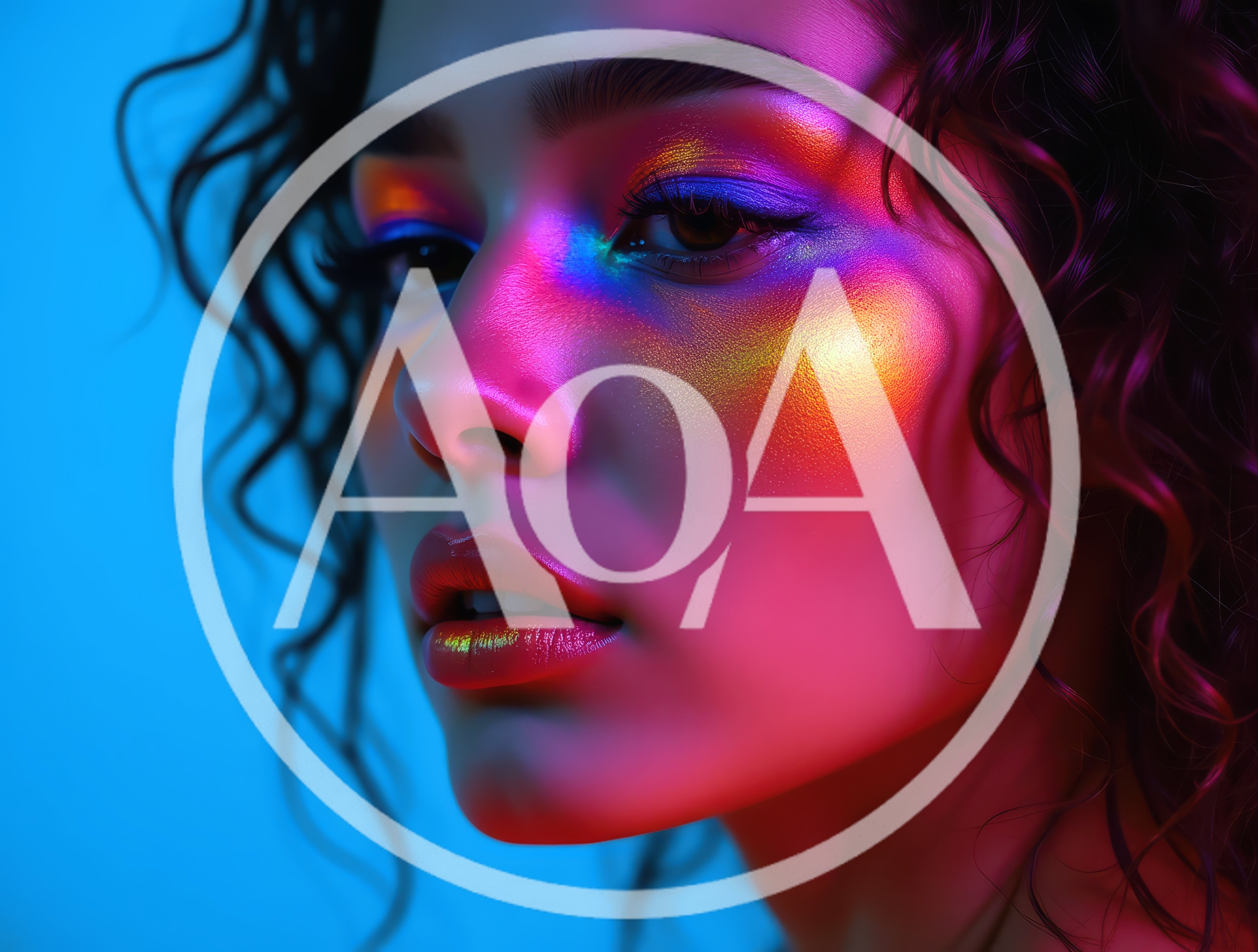 Portrait Of A Woman With Neon Colorful Makeup