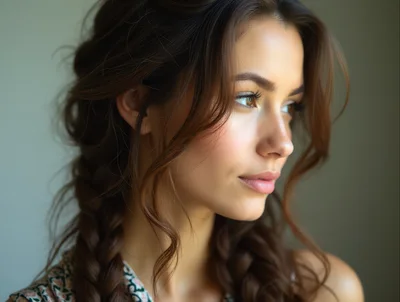 Portrait Of A Young Woman With Braided Hair