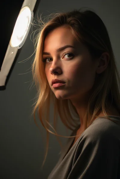 Portrait Of A Young Woman With Studio Lighting