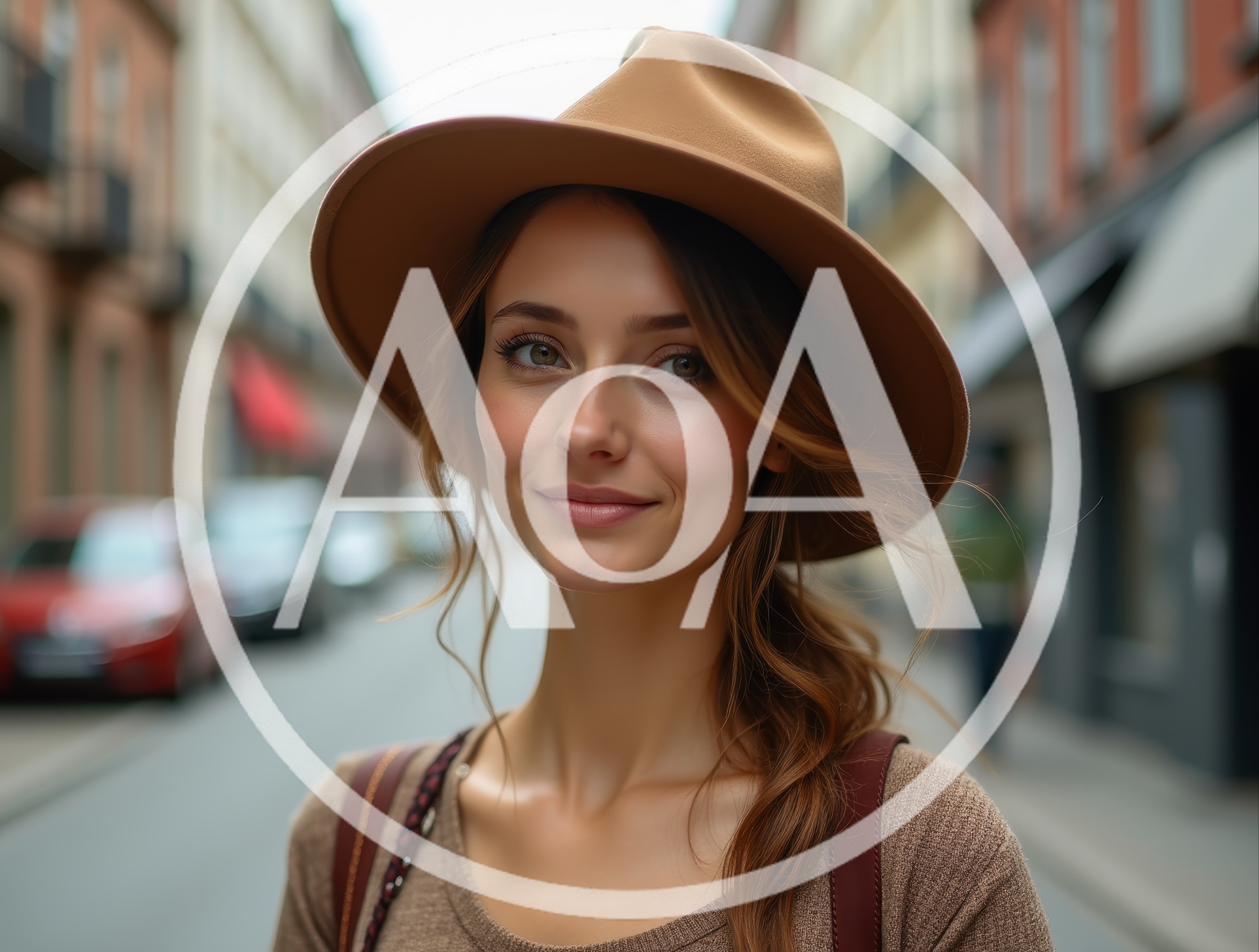 Young Woman Wearing A Fedora Hat On City Street