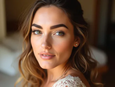 Portrait Of A Beautiful Young Woman With Wavy Hair