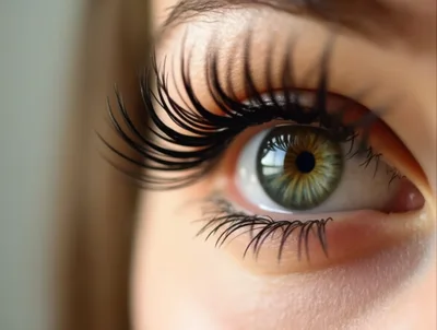 Extreme Close Up Of Human Eye With Long Eyelashes
