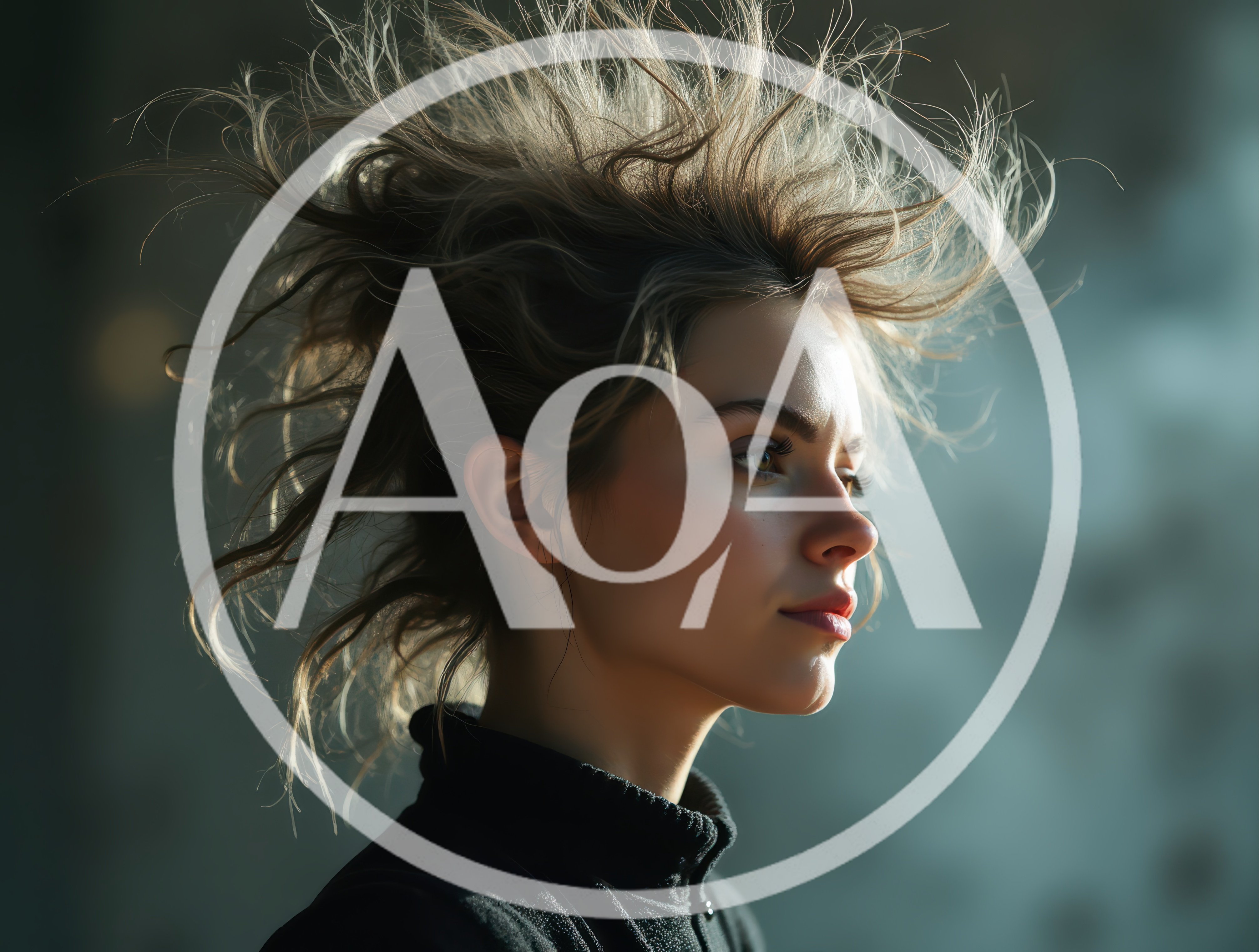 Portrait Of A Young Woman With Wild Windblown Hair