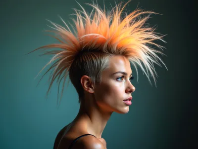 Portrait Of A Woman With A Spiky Mohawk Hairstyle